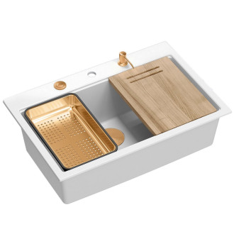 REA Granitový drez MARC 110 WORKSTATION White ZLE-09062