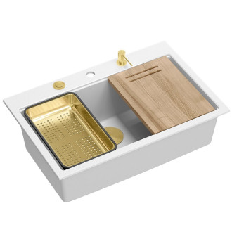 REA Granitový drez MARC 110 WORKSTATION White ZLE-09062