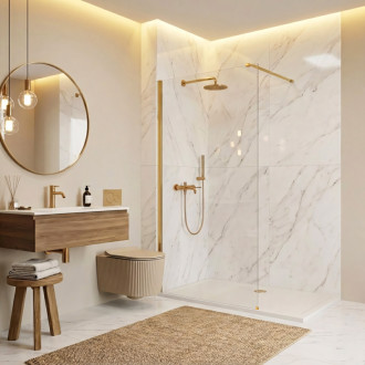 REA Sprchová zástena Flexi Transparent / Gold 90 KPL-K99566