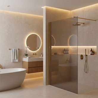 REA Sprchová zástena Flexi Grey / Gold 90 KPL-K99785