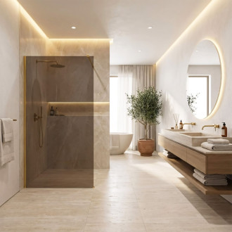 REA Sprchová zástena Flexi Brown / Gold 110 KPL-K99671