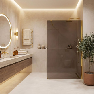 REA Sprchová zástena Flexi Brown / Gold 130 KPL-K99689