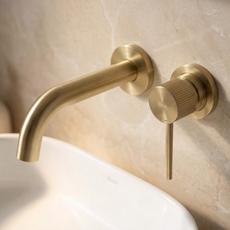 REA Podomietková vaňová batéria Lungo Stripe Brush Gold REA-B7431