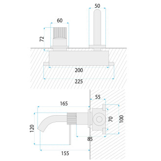 REA Podomietková vaňová batéria Lungo Stripe Brush Gold REA-B7431