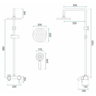 REA Sprchový set Arlo Brush Nickle REA-P7340