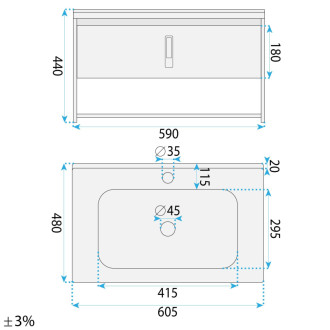 REA Sada kúpeľňového nábytku s umývadlom Toledo 60cm Grey REA-M0017