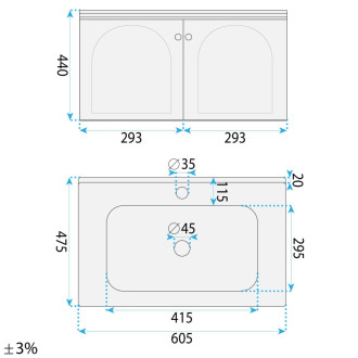 REA Sada kúpeľňového nábytku s umývadlom Denver 60cm Grey REA-M0010