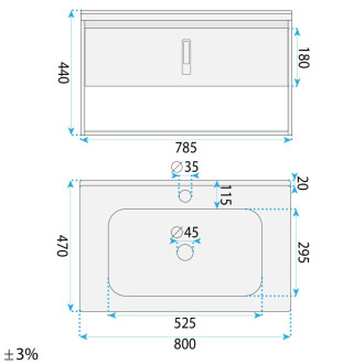 REA Sada kúpeľňového nábytku s umývadlom Toledo 80cm Grey REA-M0025