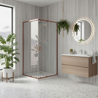 REA Sprchovací kút City 90x90 Brush Copper KPL-K7984