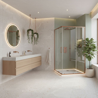 REA Sprchovací kút City 80x100 Brush Copper KPL-K7981