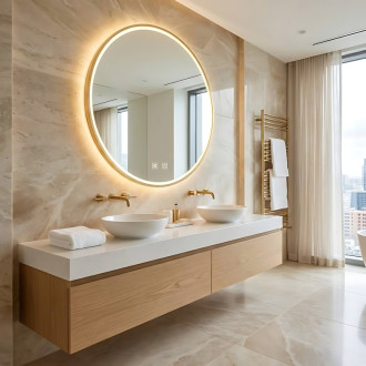 REA Zrkadlo LED 100cm MMJ BRUSH GOLD HOM-05548