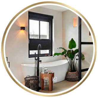 REA Zrkadlo LED 100cm MMJ BRUSH GOLD HOM-05548