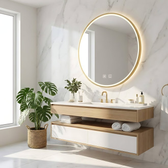 REA Zrkadlo LED 100cm MMJ BRUSH GOLD HOM-05548