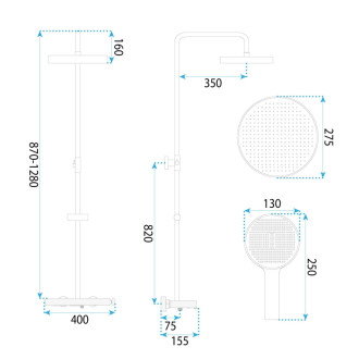 REA Sprchový set Farel Brush Gold REA-P0355