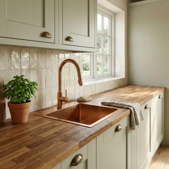 REA Oceľový drez Leo 40 BRUSH COPPER KPL-06016