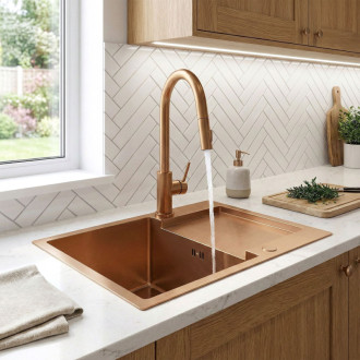 REA Oceľový drez Paul BRUSH COPPER ZLE-06017