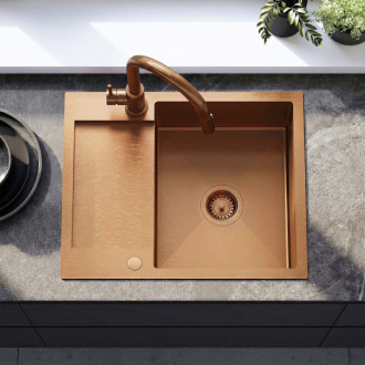 REA Oceľový drez Paul BRUSH COPPER KPL-06017