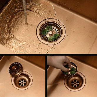 REA Oceľový drez Fín BRUSH COPPER ZLE-06018