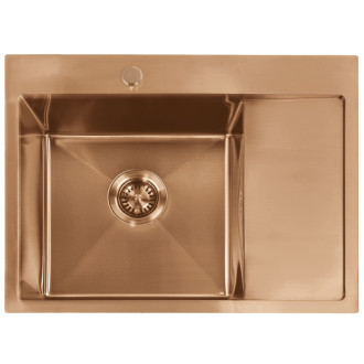 REA Oceľový drez Fín BRUSH COPPER KPL-06018