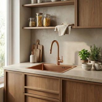 REA Oceľový drez Leo 50 BRUSH COPPER KPL-06015