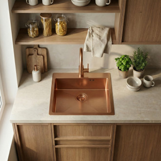 REA Oceľový drez Leo 50 BRUSH COPPER KPL-06015