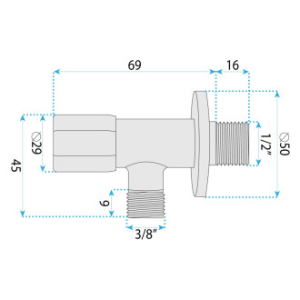 REA "Rohový ventil 02 1/2"" x 3/8"" Black" REA-12008