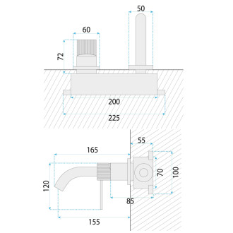 REA Podomietková vaňová batéria Lungo Stripe Brush Gold REA-B8054