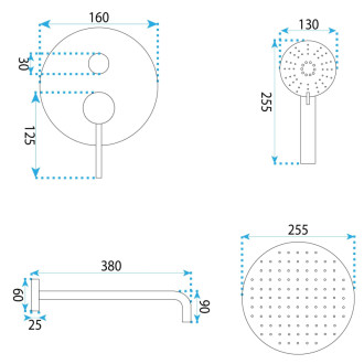 REA Podomietková sprchová sada Lungo Stripe Gold Brush + BOX REA-P9492