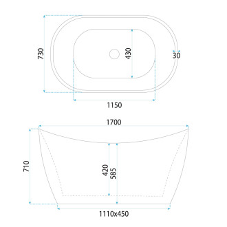 REA Voľne stojaca akrylátová vaňa ATENA 170 KPL-W7127