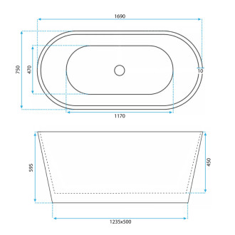 REA Voľne stojaca akrylátová vaňa ROMA 170 KPL-W7128