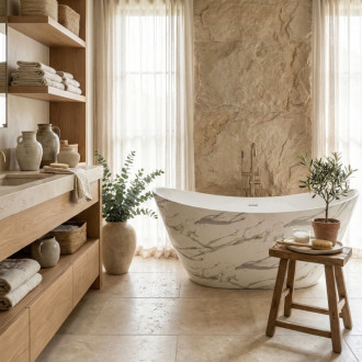 REA Voľne stojaca akrylátová vaňa Ferrano Slim Nature 170 KPL-W7505