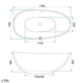 REA Voľne stojaca akrylátová vaňa Carmen 170 KPL-W6506
