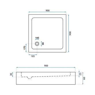 REA Akrylátová sprchová vanička Savoy čierna 90x90 KPL-04803