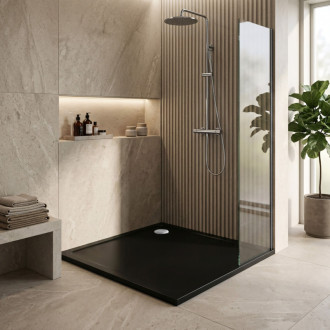 REA Akrylátová sprchová vanička Savoy čierna 90x90 KPL-14803