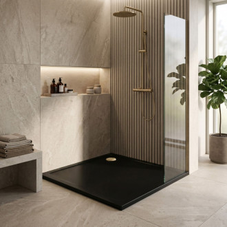 REA Akrylátová sprchová vanička Savoy čierna 90x90 KPL-14803