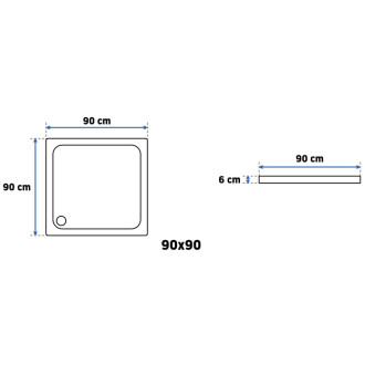 REA Sprchová akrylová vanička Savoy - biela 90x90 KPL-11907