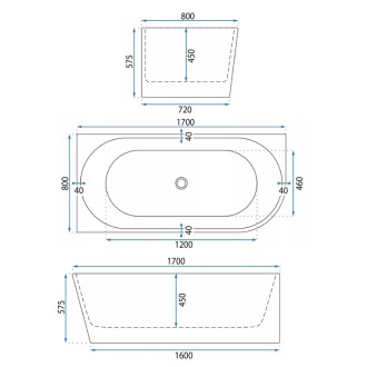 REA Rohová akrylová vaňa WENUS LEFT 170cm KPL-W7129
