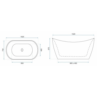 REA Voľne stojaca vaňa FERRANO Slim 150 KPL-W8080