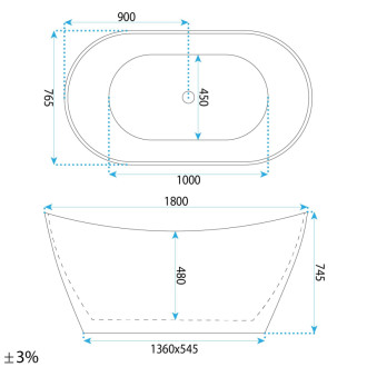 REA Voľne stojaca vaňa FERRANO Slim 180 KPL-W6082