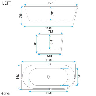 REA Rohová akrylová vaňa SYDNEY BELLANTO LEFT 160cm KPL-W8252