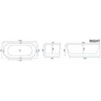 REA Rohová akrylová vaňa SYDNEY BELLANTO RIGHT 170cm KPL-W7900