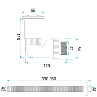 REA Umývadlový sifón s univerzálnym výpustom click-clack Flow Gold REA-A9491