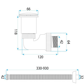 REA Umývadlový sifón s univerzálnym výpustom click-clack Flow Brush Gold REA-A9496