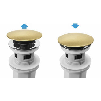 REA Umývadlový sifón s univerzálnym výpustom click-clack Flow Brush Gold REA-A9496