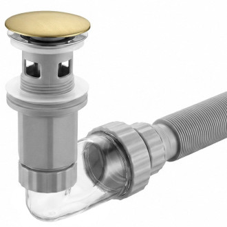REA Umývadlový sifón s univerzálnym výpustom click-clack Flow Brush Gold REA-A9496