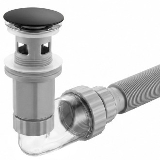 REA Umývadlový sifón s univerzálnym výpustom click-clack Flow Black REA-A9492