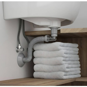 REA Umývadlový sifón s univerzálnym výpustom click-clack Flow Brush Nickel REA-A9495