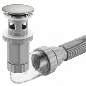 REA Umývadlový sifón s univerzálnym výpustom click-clack Flow Brush Nickel REA-A9495