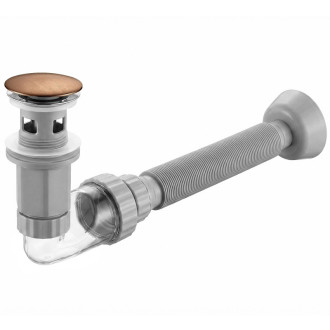 REA Umývadlový sifón s univerzálnym výpustom click-clack Flow Brush Copper REA-A9497