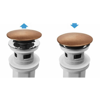 REA Umývadlový sifón s univerzálnym výpustom click-clack Flow Brush Copper REA-A9497